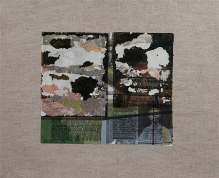 Mimmo Rotella, Italica, 1963, manifesto strappato incollato su tela, cm....