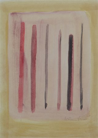 Arturo Vermi, "Lapide, 1963, tempera su carta intelata, cm. 29,3x21, firmata...