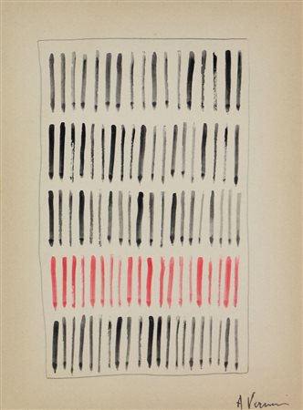 Arturo Vermi, "Diario, 1965, acrilico su carta riportata su tela, cm....