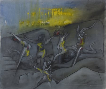 Sebastian Matta, Composizione, 1968, olio su tela, cm. 65x80, firmato in...