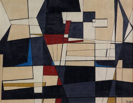 Roberto Crippa, Geometrico, 1950, olio su tela, cm. 30x40, firmato e datato...