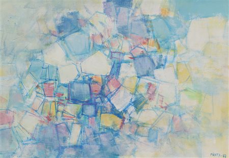 Ideo Pantaleoni, Composizione Cromatica, 1987, olio su tela grezza, cm....