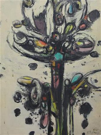 Pompeo Borra, Senza titolo, olio su tela, cm. 60x45, firmato in basso a...