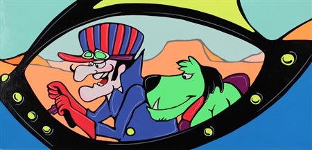 Andy, Wacky Race 01, acrilicofluo su tela, cm. 40x80, firma al retro,...