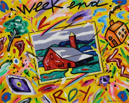 Bruno Donzelli, Weekend Roy, acrilico su tela, cm. 40x50, firmato in basso a...