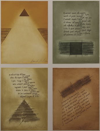 Arnaldo Pomodoro, De-cantare Urbino, lotto di 8 incisioni su carta montate in...