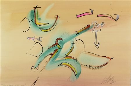 Sergio Dangelo, Faire le Paon sur le Mur, tecnica mista su cartone, cm....