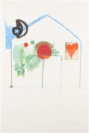 Giosetta Fioroni, Case a Ponte di Piave, tecnica mista su cartoncino, cm....