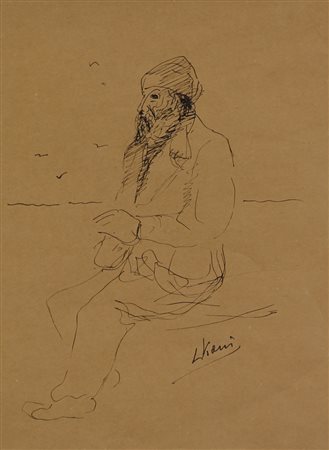 Lorenzo Viani, Senza titolo, inchiostro su carta, cm. 24x18, firmato in basso...