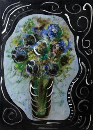 Ettore Della Savina, Fiori, olio su tela, cm. 70x50, firmato e intitolato al...