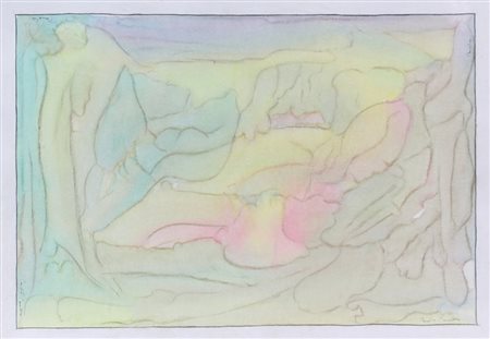 Paolo Pasotto, Senza titolo, tecnica mista e cera su cartoncino, cm. 50x70,...