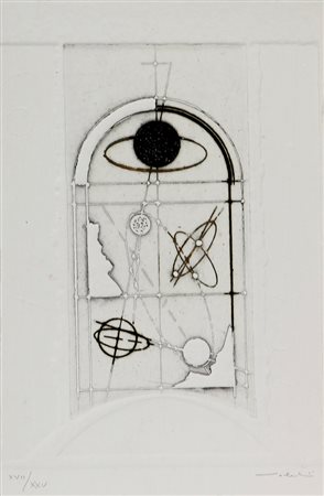 Walter Valentini, Senza titolo, calcografia su carta a mano, es. 17/25, cm....