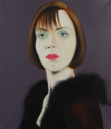 Alberto Castelli, Hannelore in Fur #2, 2004, olio su tela, cm. 66x56,...