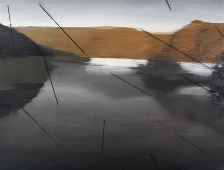 Cristiano Tassinari, Landscape with Lines, 2010, olio su tela, cm. 60x80,...