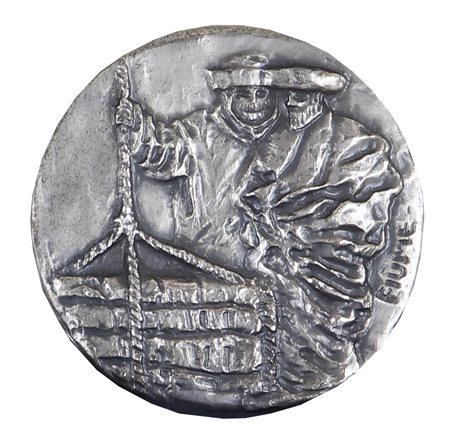 Salvatore Fiume, Porta d'Oriente, 1986, medaglia in argento coniata per la 50...