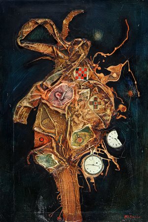 MARIO PERSICO 1930 Balù, il giocatore di scacchi, 1964 Polimaterico e collage...