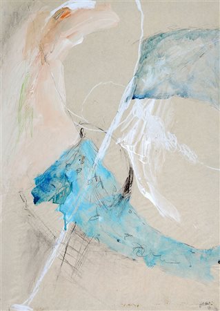 MARIO RACITI 1934 Senza titolo, 1987 Tecnica mista su carta telata, cm. 70 x...