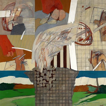 MINO CERETTI 1930 Immagini di un giorno, 1965 Olio su tela, cm. 100 x 100...