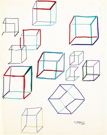 NATO FRASCA 1931 Senza titolo, 1975 Pennarelli su carta, cm. 28 x 22 Firmato...