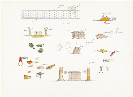 GIANFRANCO BARUCHELLO 1924 Una casa in fil di ferro, 1982 Acquerello su...