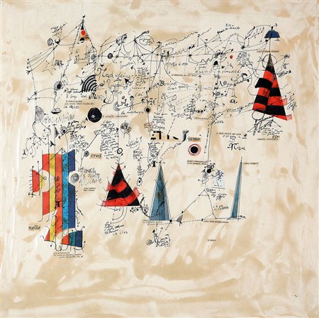 MAGDALO MUSSIO 1925 - 2006 Senza titolo, 1967 Tecnica mista su carta su...