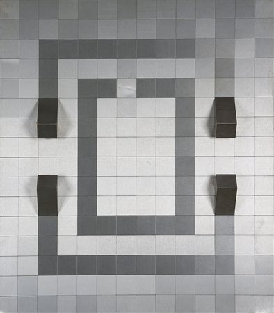 FRANCO DALEFFE 1933 Alternativa 69, 1973 Rilievi di alluminio su tavola, cm....