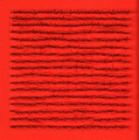 BERNARD AUBERTIN 1934 Senza titolo, 1970 Acrilico e chiodi su tavola, cm....