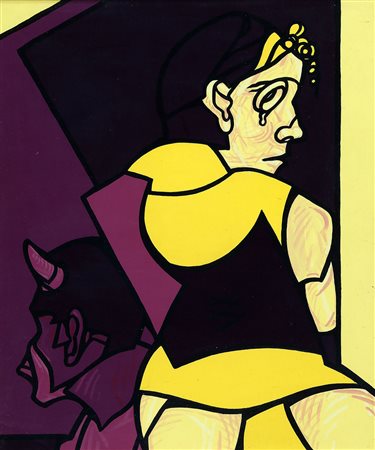 VALERIO ADAMI 1935 Studio per breakfast Olio su tela, cm. 65 x 54 Firmato sul...