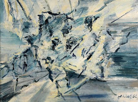 CLAUDIO OLIVIERI 1934 Senza titolo, 1964 Olio su tela, cm. 60 x 80 Firmato e...