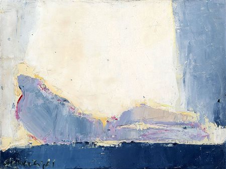 CLAUDIO OLIVIERI 1934 Senza titolo, 1961 Olio su tela, cm. 30 x 40 Firmato e...