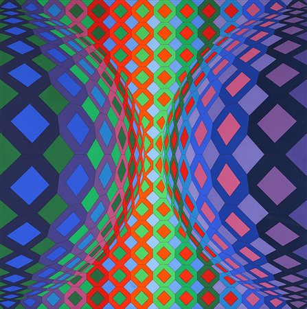 VICTOR VASARELY 1906 - 1997 Reech, 1973 Acrilico su tela, cm. 100 x 100...