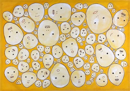 JORGE EIELSON 1924 - 2006 Senza titolo, 1977 Tecnica mista su tela, cm. 96 x...