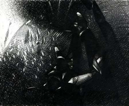 MICHELE ZAZA 1948 Extra paesaggio, 1981 Matite su cartone, cm. 45 x 54,5...