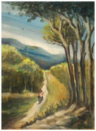 UGO BOTTEGHI Pisa 1893 – Pisa 1977 Castel Maggiore, la valle buia, Calci Olio...