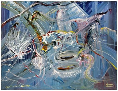 MORENO MORELLI Pisa 1930 – Pisa 1989 Morte della Paloma Olio su tela 40 x 50....