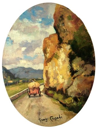 RENZO CASALI Livorno 1898 – Livorno 1977 Senza titolo Olio su tavola 24 x 18....