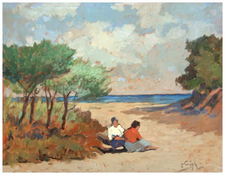 FRANCO CIGHERI Montespertoli 1905 – Portoferraio 1982 Senza titolo Olio su...