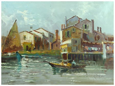 G. DEBELLIS Senza titolo 1964 Olio su tavola 30 x 40. Firma in b. a d.; sul...