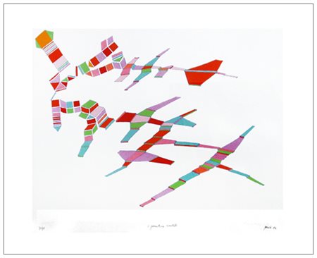 ACHILLE PERILLI Roma 1927 Il geometrico dissoluto 1984 Litografia a colori...