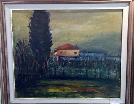 Carlo Pirotti "La casa di campagna" 1969 - Olio su tela cm 40x50