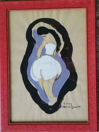 Roberto Baur "Ballerina 1960" - Tecnica mista su carta cm 50x35