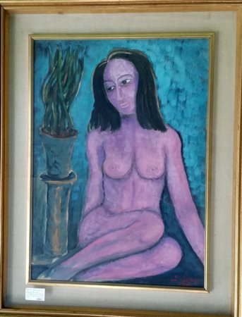 L. Solinas "Nudo di donna" - Olio su tela - cm 70x50