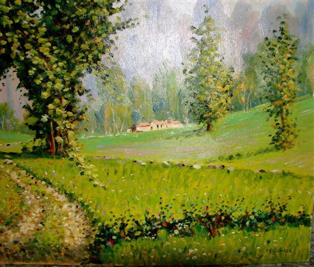 Luciano Fregonara "primavera" olio su cartone telato cm 40x50.Autentica su...