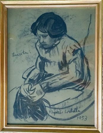 Edgardo Corbelli "Luisita" 1953 - cm 60x45 - Carboncino su carta - Autentica...