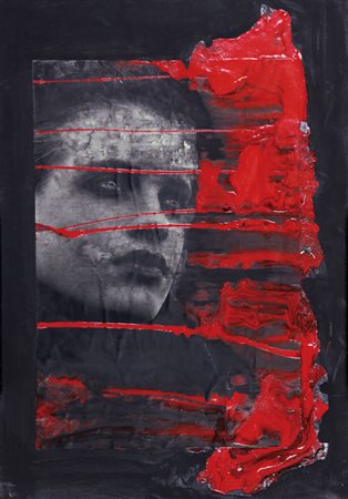 PAOLO LEONARDO Torino 1973 Senza titolo, 2000 smalti e collage su tela cm....