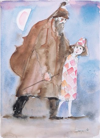 TRENTO LONGARETTI Treviglio (Bg) 27/09/1916 Suonatore gouache su carta cm....