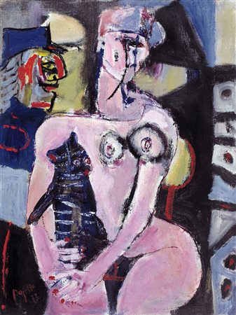 GUIDO PAJETTA Monza (Mi) 08/02/1898 - Milano 15/02/1987 Nudo con soriano e...