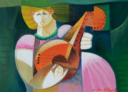 VITTORIOMARIA DI CARLO S. Marco in Lamis (Fg) 1939 Musicante olio su tela cm....