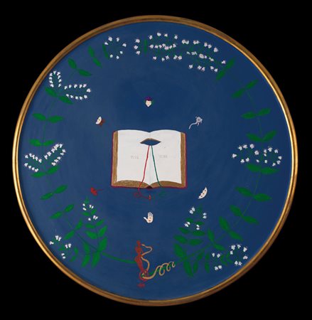 LUIGI ONTANI Vergato (Bo) 1943 Vice = Wise, 1988 olio su tavola circolare...