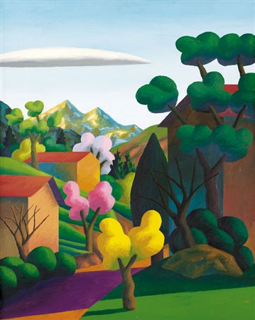 SALVO Leonforte (En) 22/05/1947 Primavera olio su tela cm. 100x80, titolo e...